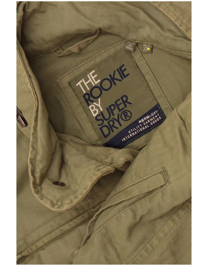 Superdry Militærjakke med hætte til kvinder UK 12 Medium Khaki Bomuld
