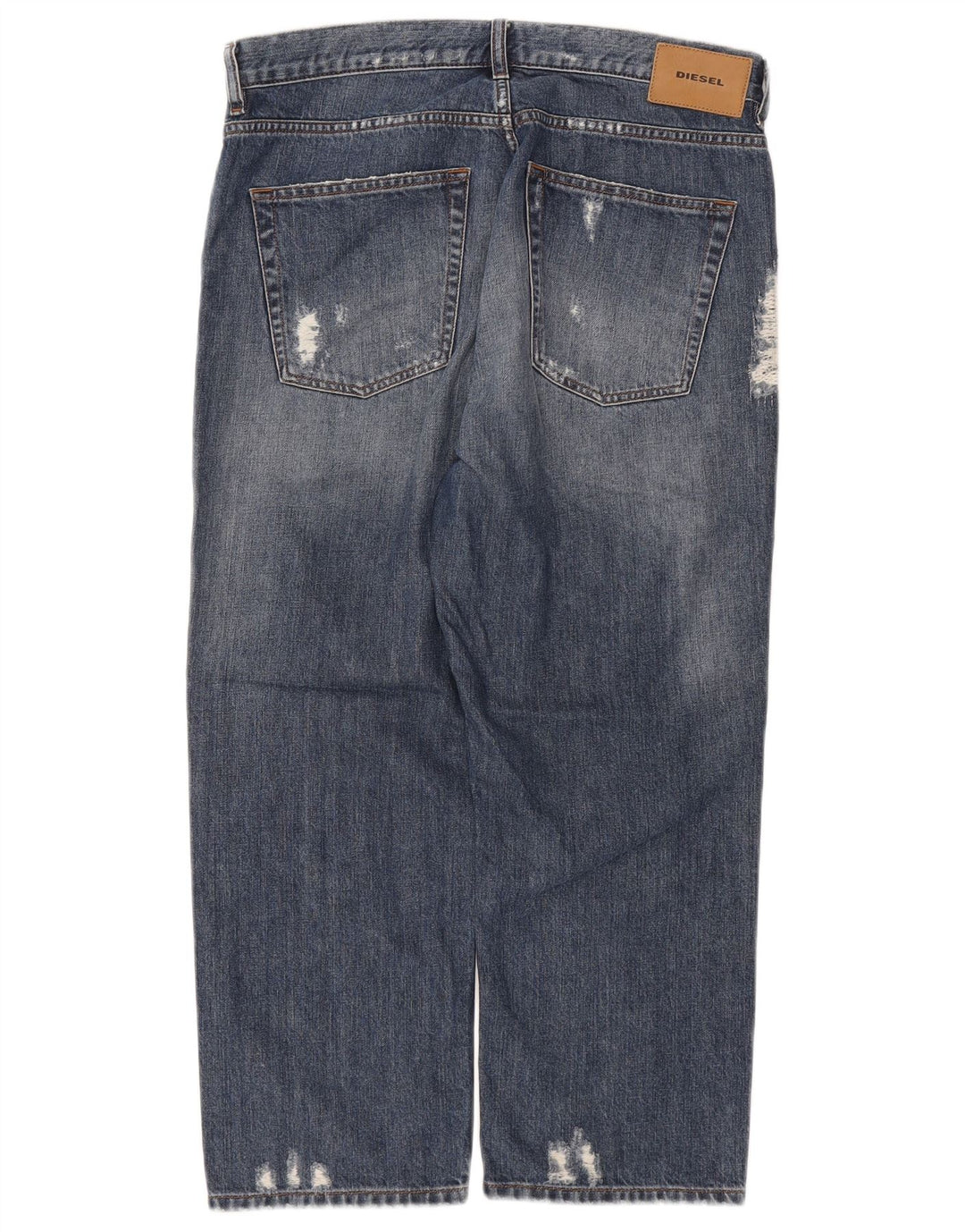 DIESEL Mens Regular Fit Distressed Cropped Jeans W31 L23 Blue