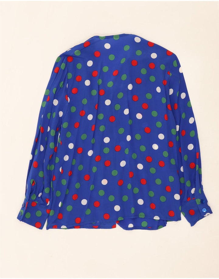 Vintage dameskjorte bluse UK 14 Stor blå plettet