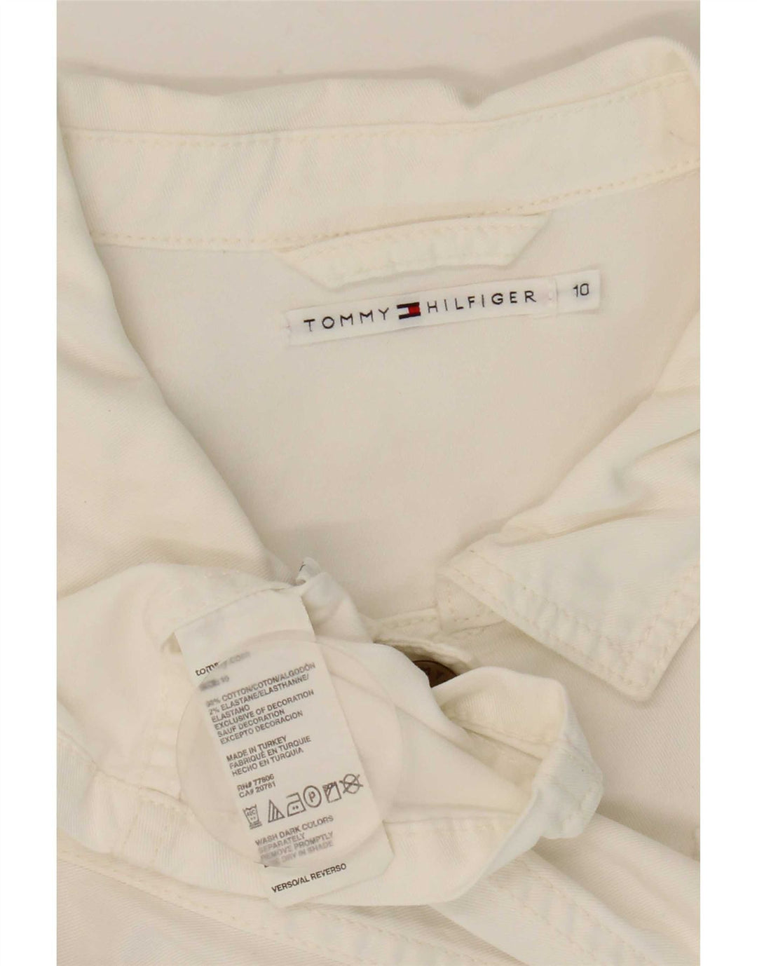 Tommy Hilfiger Dame Bomber Jacket UK 10 Stor Hvid Bomuld
