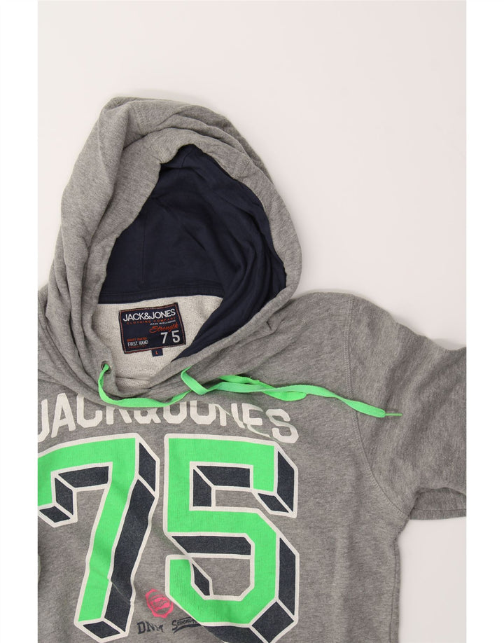JACK & JONES Mens Graphic Hoodie Jumper Large Grey Vintage Jack & Jones and Second-Hand Jack & Jones from Messina Hembry 