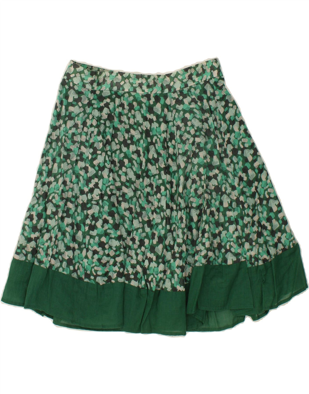 BENETTON Womens Abstract Pattern A-Line Skirt IT 42 Medium W28 Green Vintage Benetton and Second-Hand Benetton from Messina Hembry 