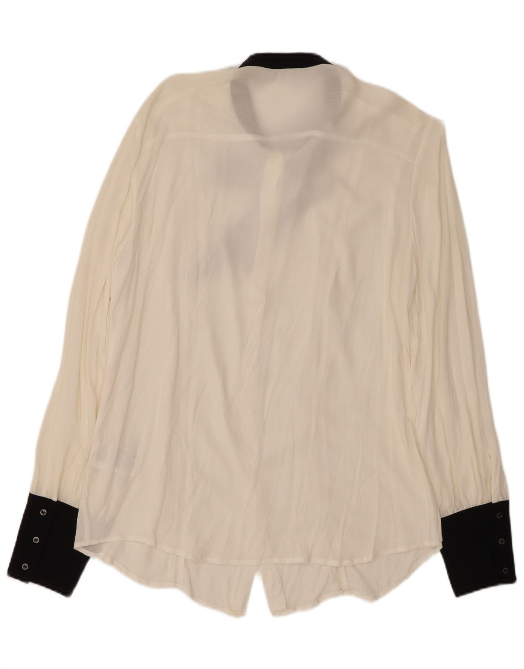 BENETTON Bluse med sløjfeskjorte til kvinder UK 16 Stor hvid Colourblock Viscose