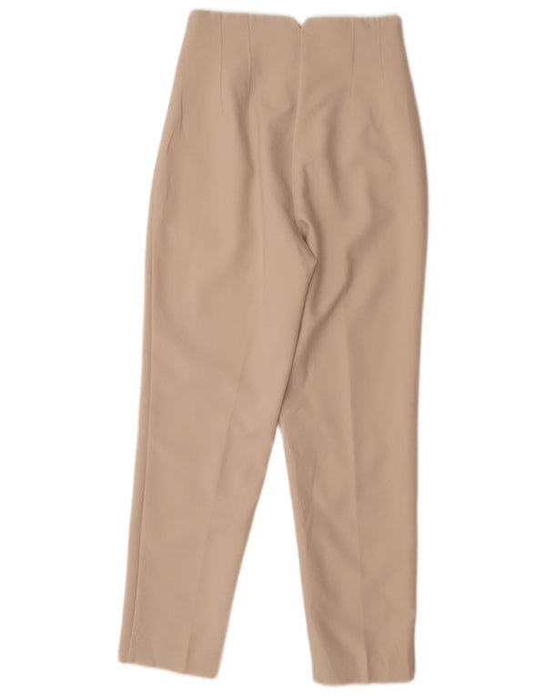 Zara Dame Højtaljet tilspidsede Casual Bukser XS W24 L26 Beige