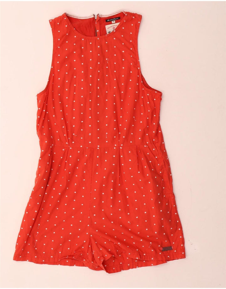 Superdry Dame Ærmeløs Playsuit UK 14 Medium Red Spotted