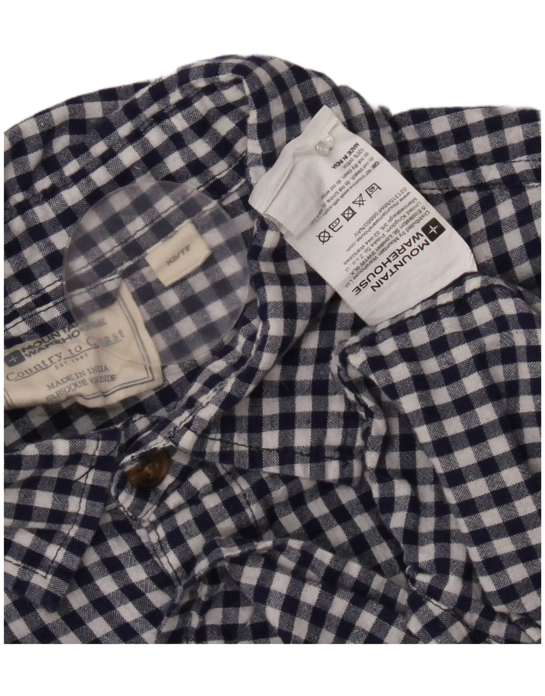Mountain Warehouse Kortærmet Herreskjorte XS Blå Gingham Bomuld