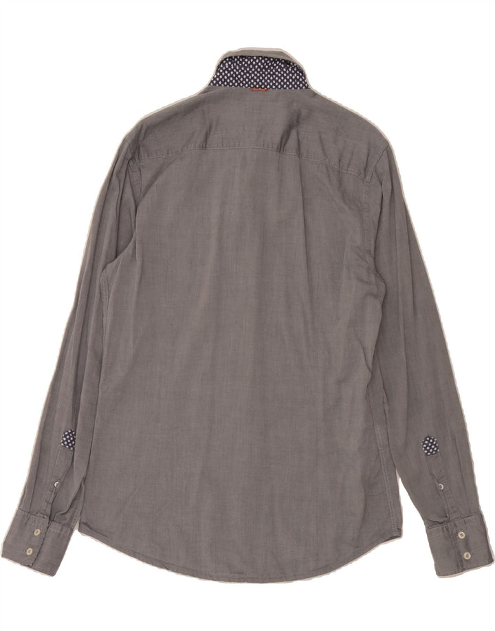 HUGO BOSS Mens Slim Fit Shirt Large Grey Cotton Vintage Hugo Boss and Second-Hand Hugo Boss from Messina Hembry 