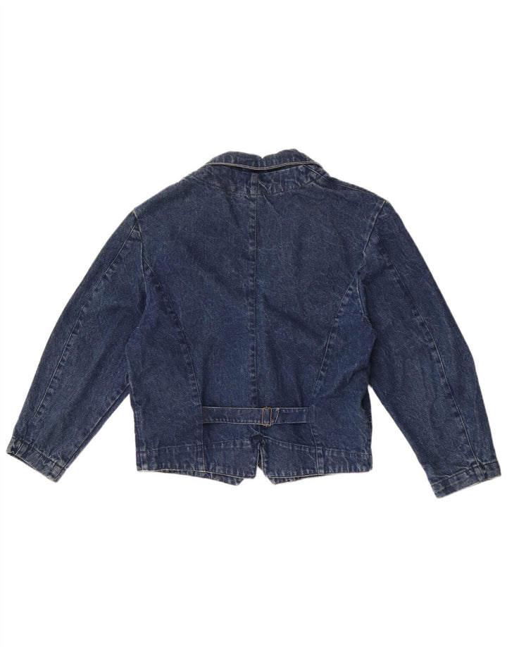 Vintage Dame Dobbeltradet Denim Blazer Jacket UK 14 Medium Blue Bomuld