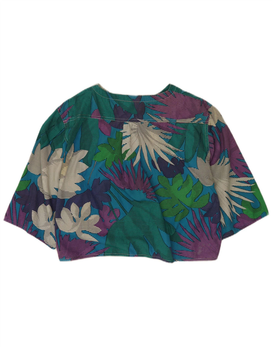 Vintage Dame Crop 3/4 ærmet bluse Top IT 42 Medium Multicolored Floral