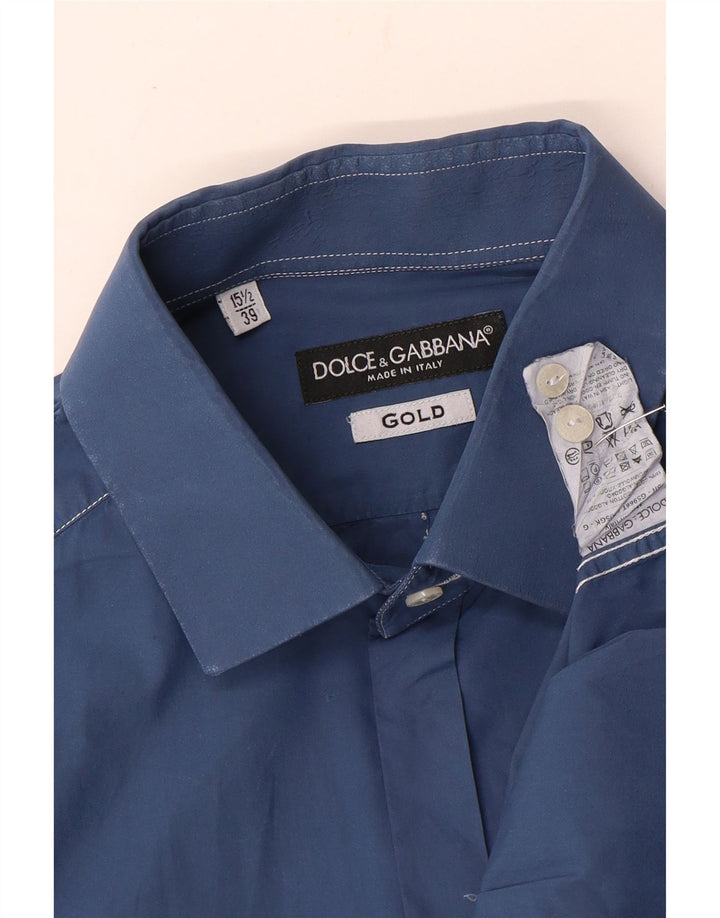 Dolce & Gabbana Herreskjorte Størrelse 15 1/2 39 Medium Blå Bomuld