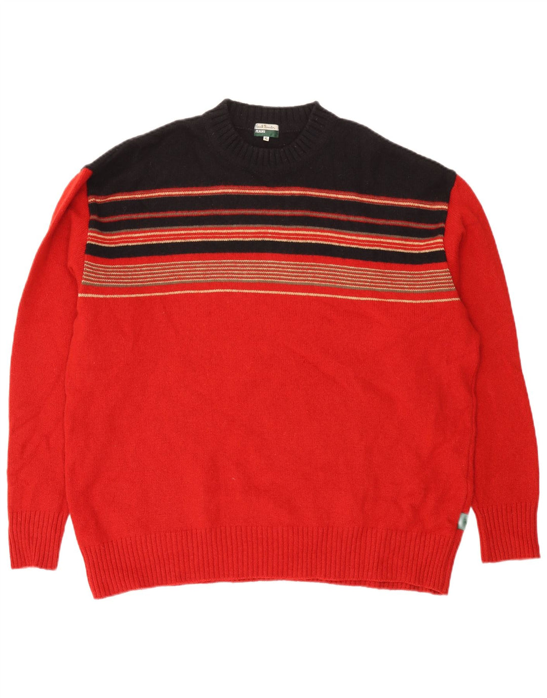 PAUL SMITH Herre sweater med rund hals XL rødstribet uld