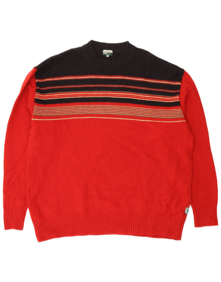 PAUL SMITH Herre sweater med rund hals XL rødstribet uld