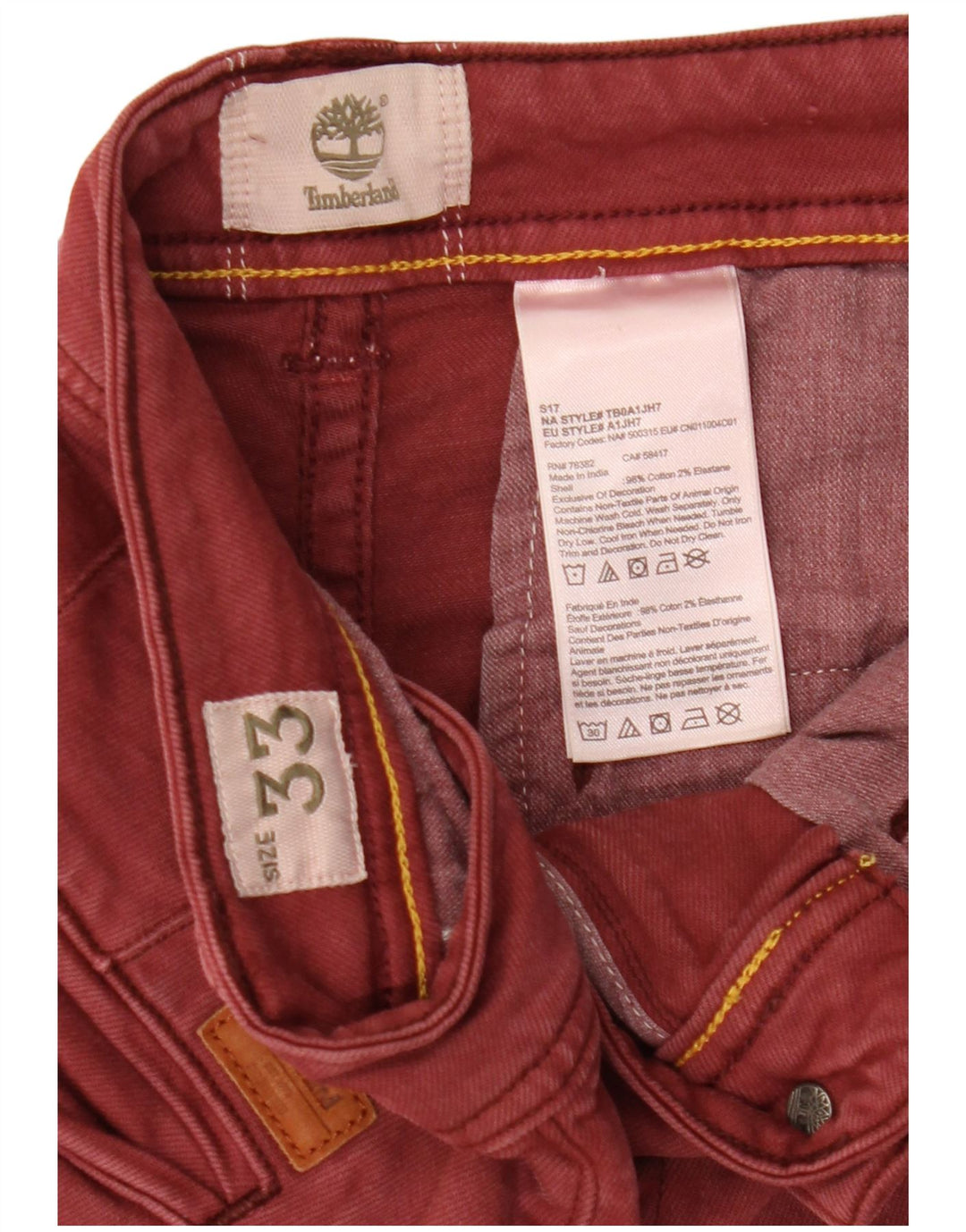 Timberland Herre denimshorts W33 Medium Bourgogne bomuld