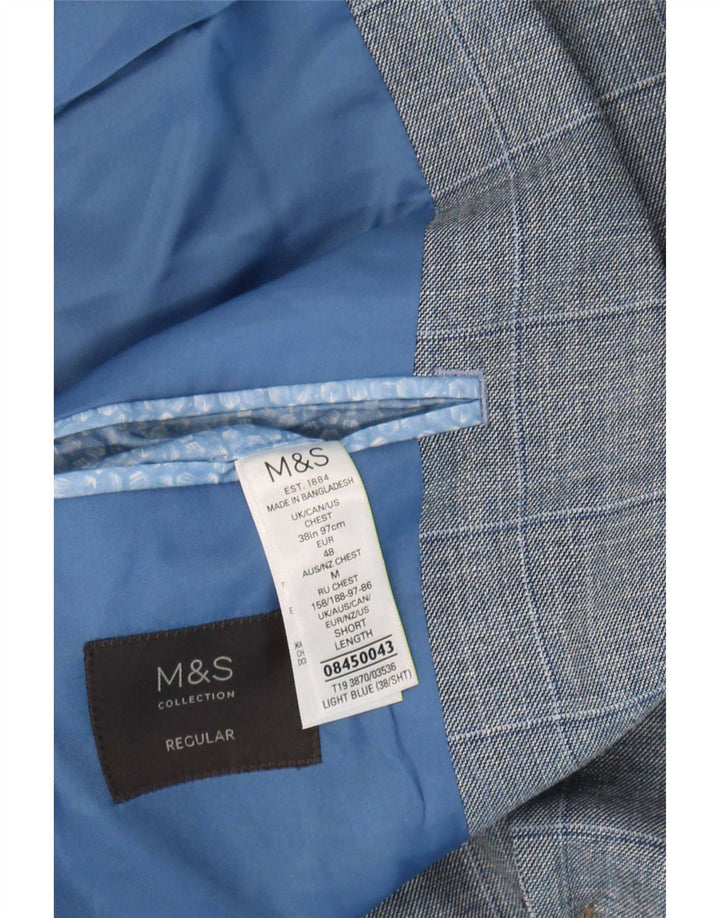Marks & Spencer Herre 2-knaps blazerjakke UK 38 Medium Blue Check
