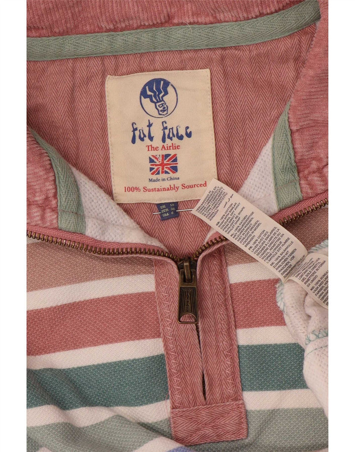 Fat Face Dame 1/4 Zip Sweatshirt Jumper UK 10 Small Multicolored Striped