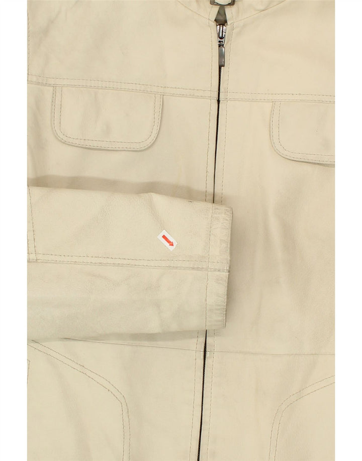 CONBIPEL Womens Hooded Leather Jacket IT 46 Large Beige Leather Vintage Conbipel and Second-Hand Conbipel from Messina Hembry 