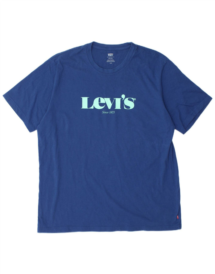 LEVI'S Herre afslappet grafisk T-shirt Top Stor marineblå