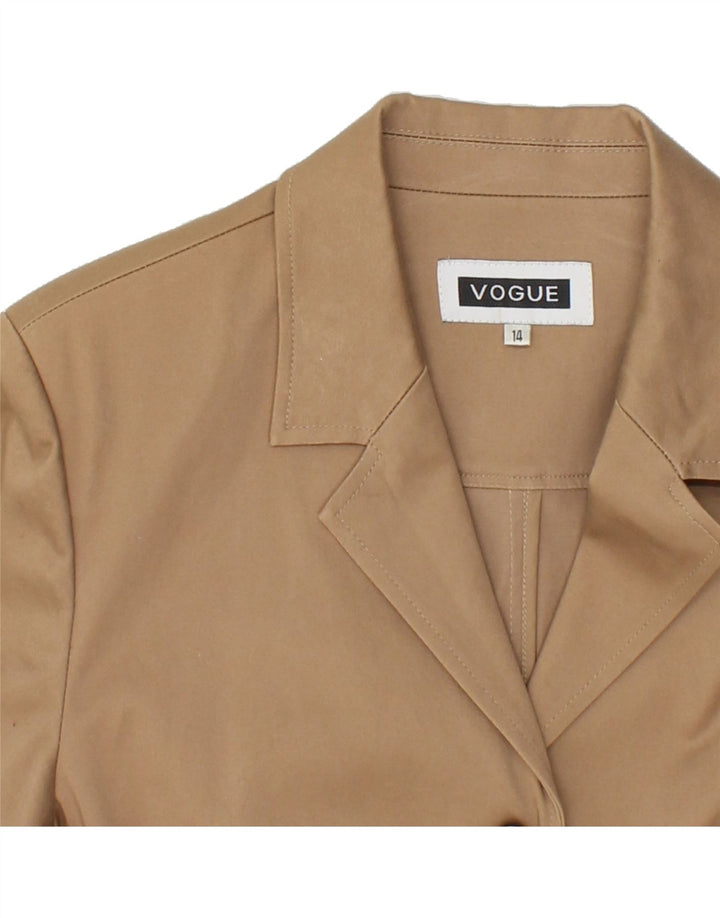 VOGUE Womens 4 Button Blazer Jacket UK 14 Large Beige Cotton Vintage Vogue and Second-Hand Vogue from Messina Hembry 