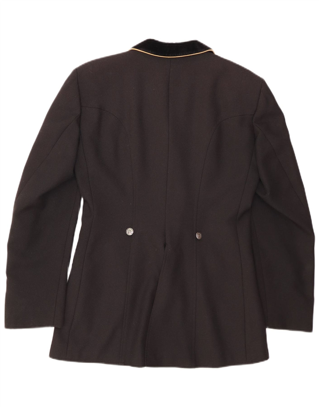 VINTAGE Dame 4-knaps blazerjakke UK 12 Medium Sort Polyester