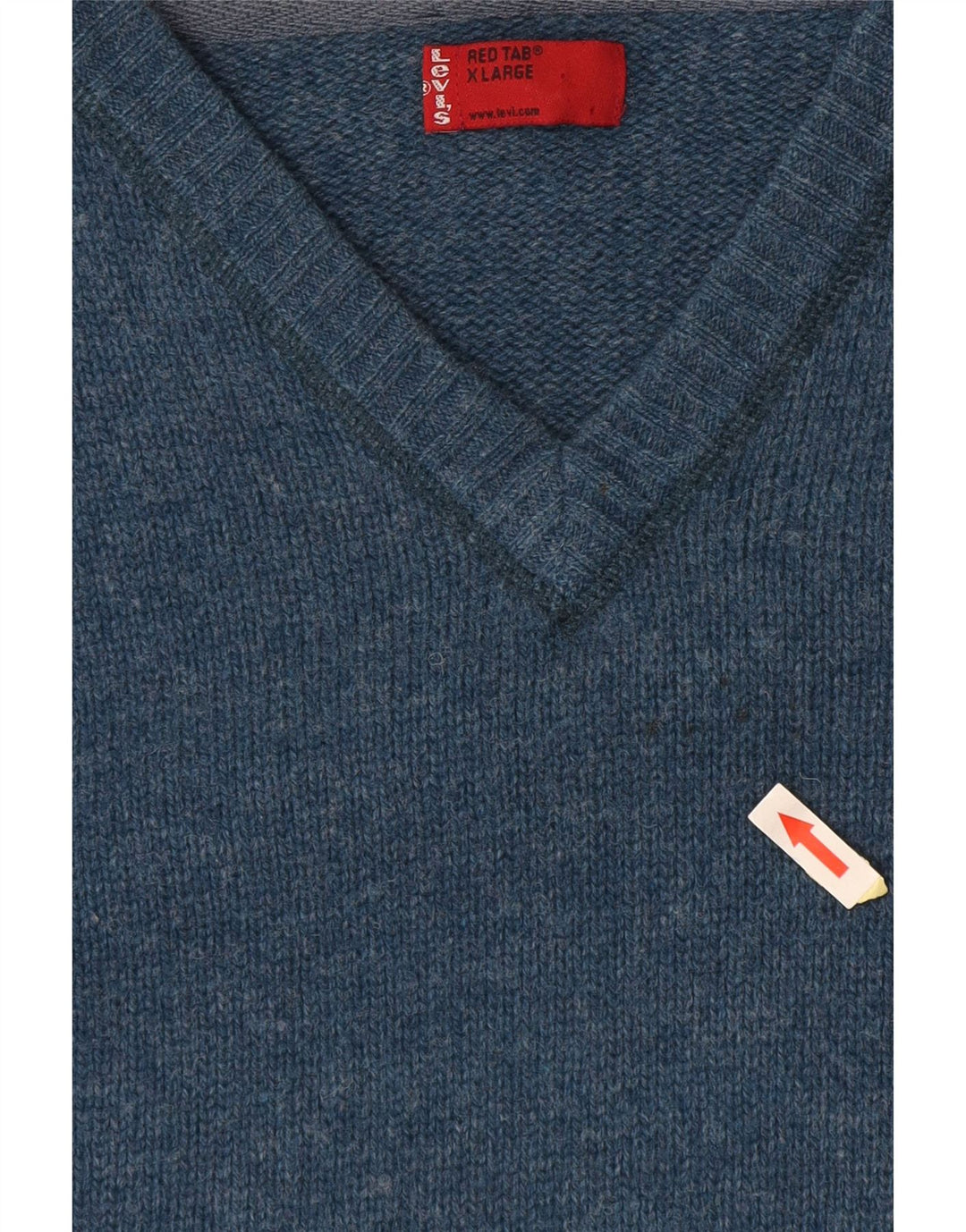 LEVI'S Herre V-hals sweater XL Blå Uld