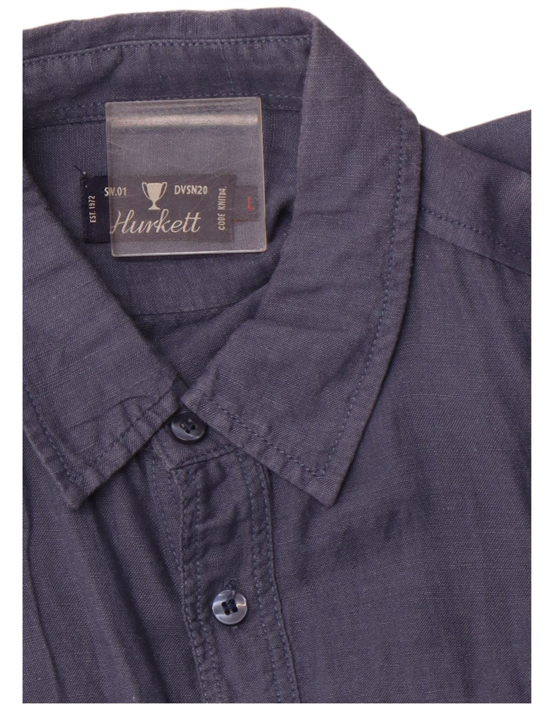 VINTAGE Herre Militær Kortærmet Skjorte Large Navy Blue