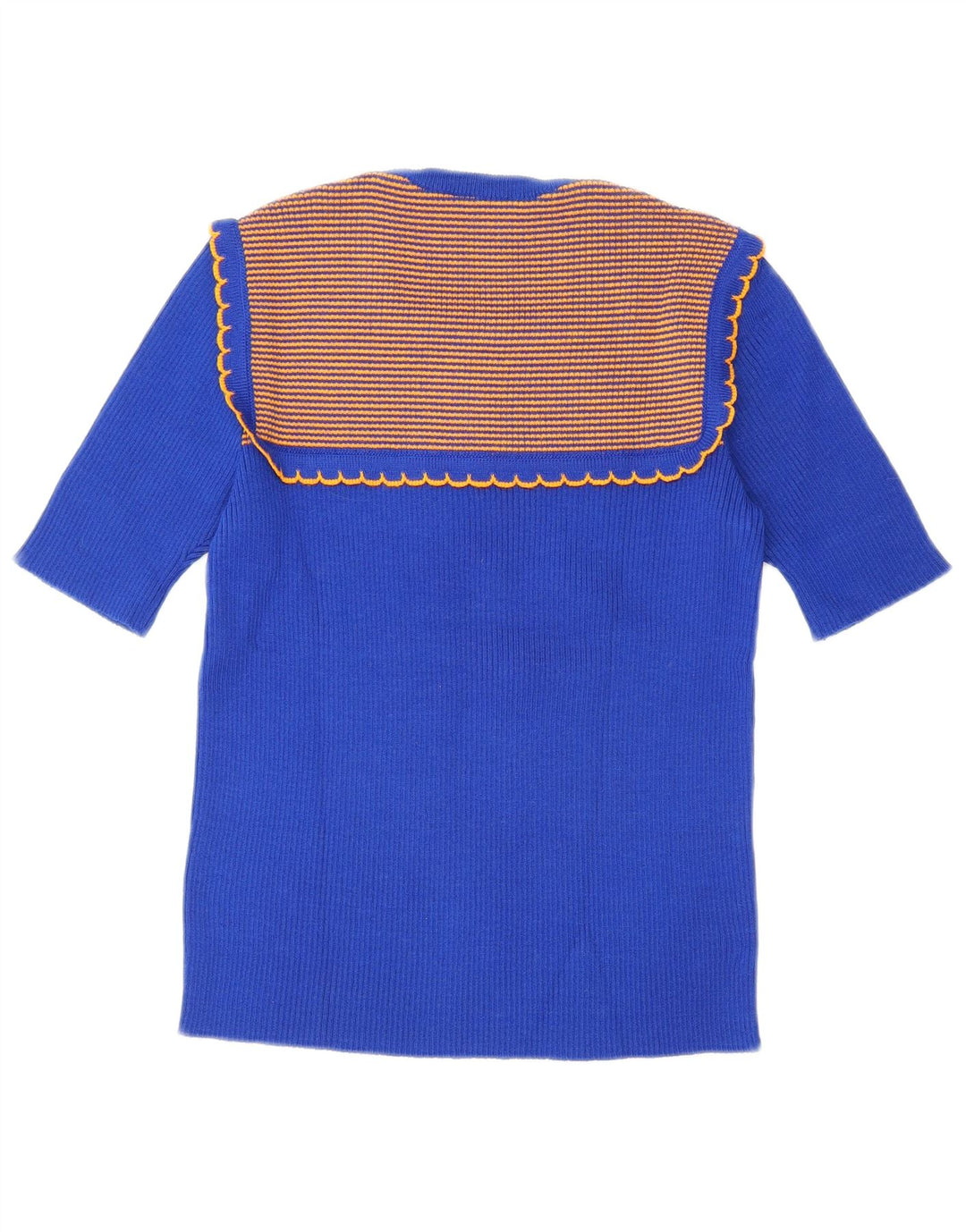 Vintage Dame T-Shirt Top UK 8 Lille Blå Stribet
