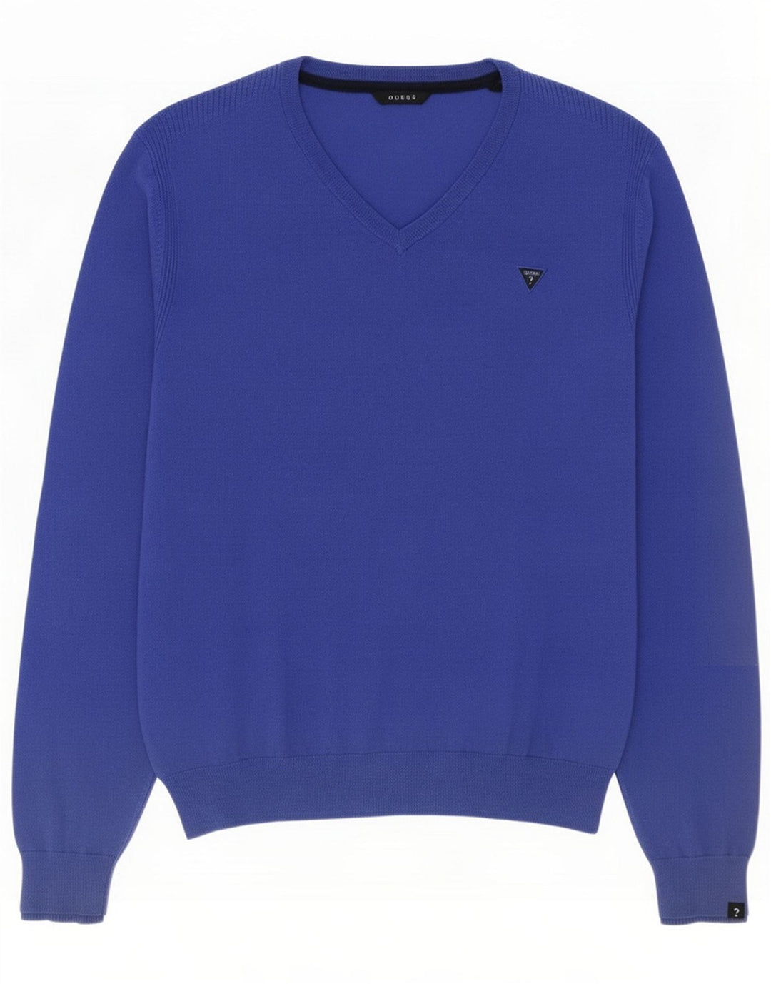 Guess Herre V-hals sweater Medium Blue Cotton