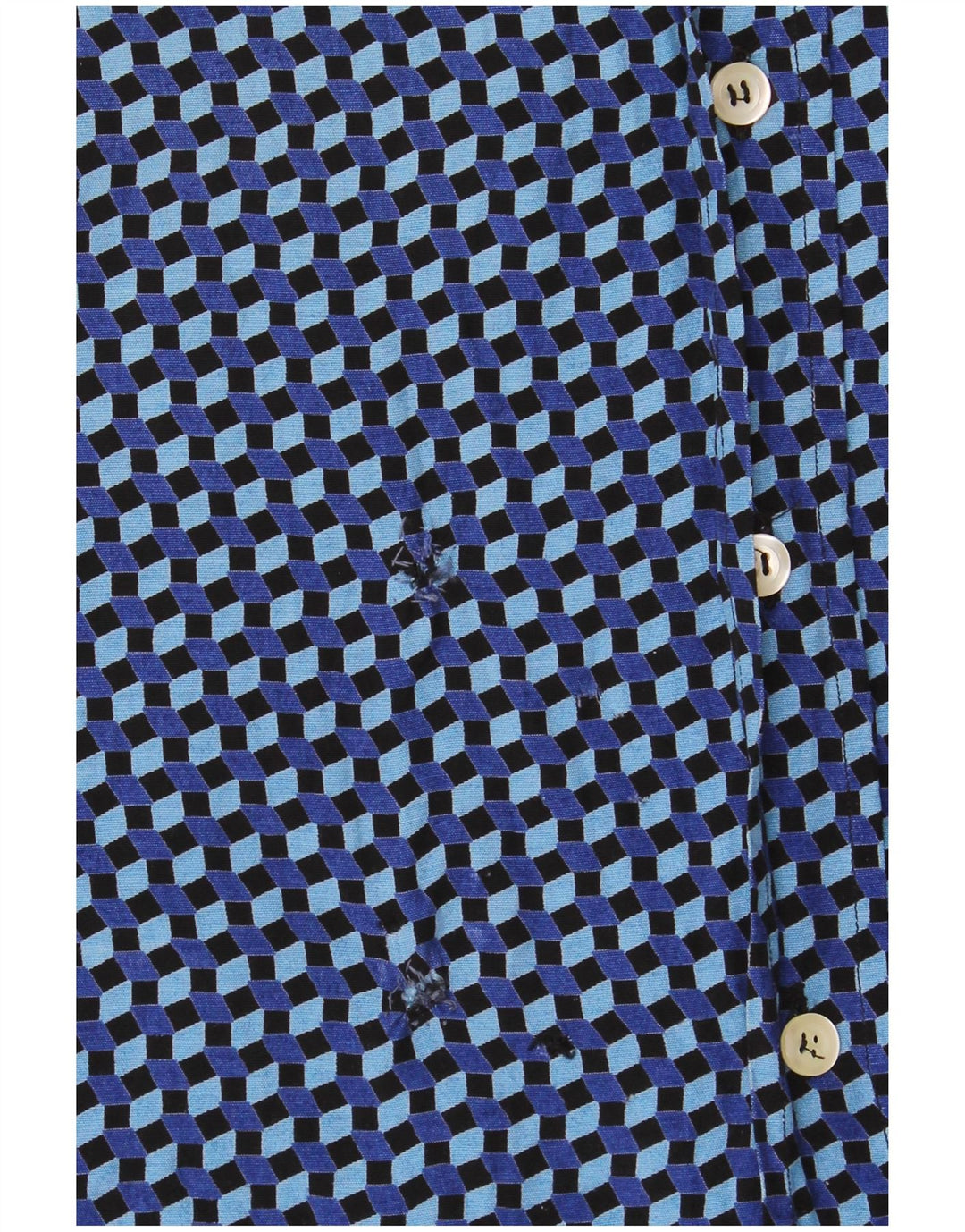 Vintage kortærmet herreskjorte 2XL blå geometrisk