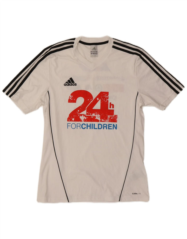 ADIDAS Herre Climalite grafisk T-shirt Top Lille hvid polyester