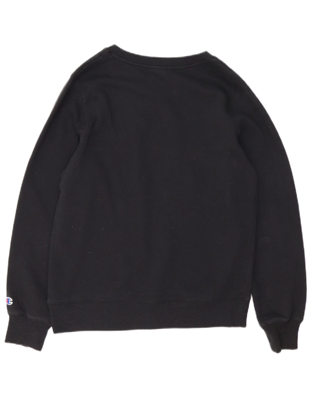 Champion Dame Grafisk Sweatshirt Jumper UK 14 Medium Sort Bomuld