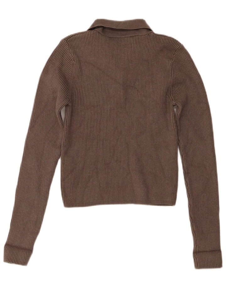 Zara Dame Polo Neck Jumper Sweater UK 12 Medium Grey Viscose