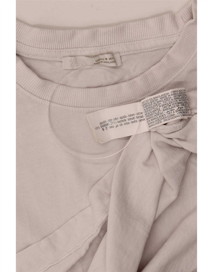 Zara Dame Batwing Bluse Top UK 14 Medium White Bomuld