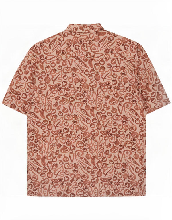 Ted Baker Mens Graphic Short Sleeve Shirt Size 6 2XL Brown Lyocell