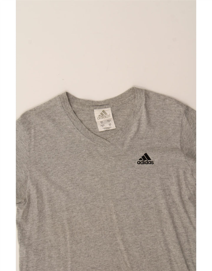 ADIDAS Womens T-Shirt Top UK 14 Medium Grey Cotton Vintage Adidas and Second-Hand Adidas from Messina Hembry 