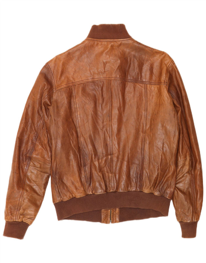 Conbipel Herre Læder Bomber Jacket IT 46 Lille Brun
