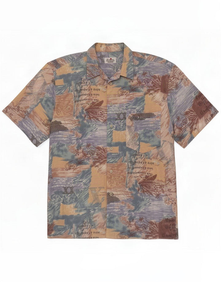 Vintage skjorte med abstrakt mønster til mænd Størrelse 39/40 Medium Flerfarvet