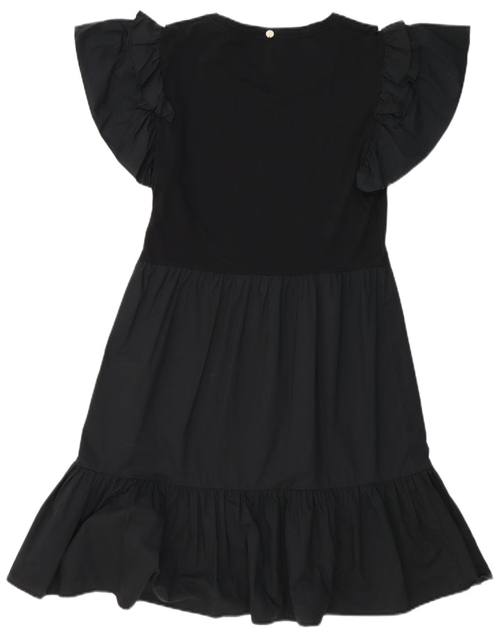 Liu Jo Dame A-Line Kjole UK 12 Medium Sort Bomuld