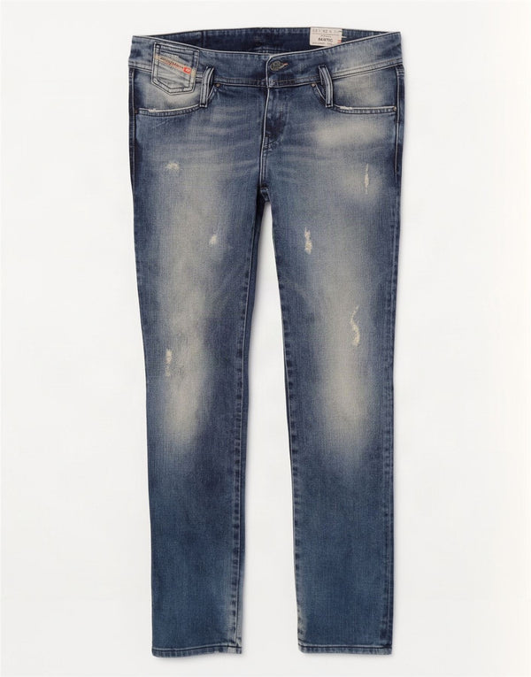 Diesel Dame Matic Distressed Slim Jeans W28 L32 Blå Bomuld