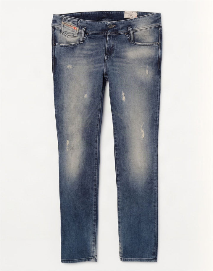 Diesel Dame Matic Distressed Slim Jeans W28 L32 Blå Bomuld