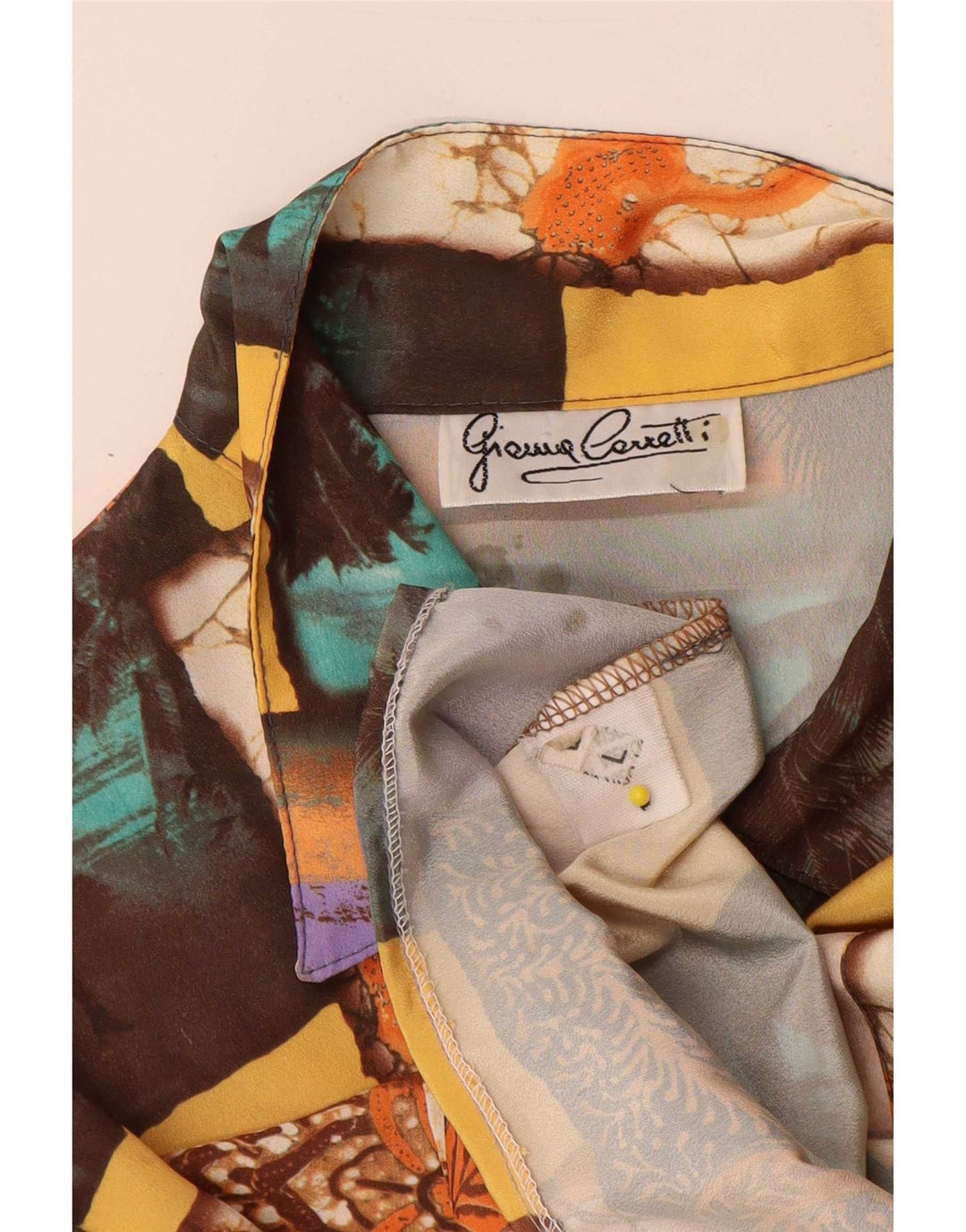 Vintage dameskjortebluse UK 16 Stort flerfarvet patchwork