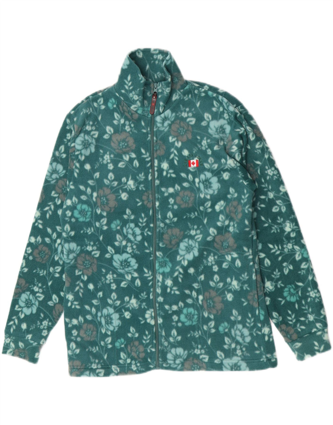 Canada Logan Fleecejakke til kvinder UK 18 XL Grøn blomsterpolyester