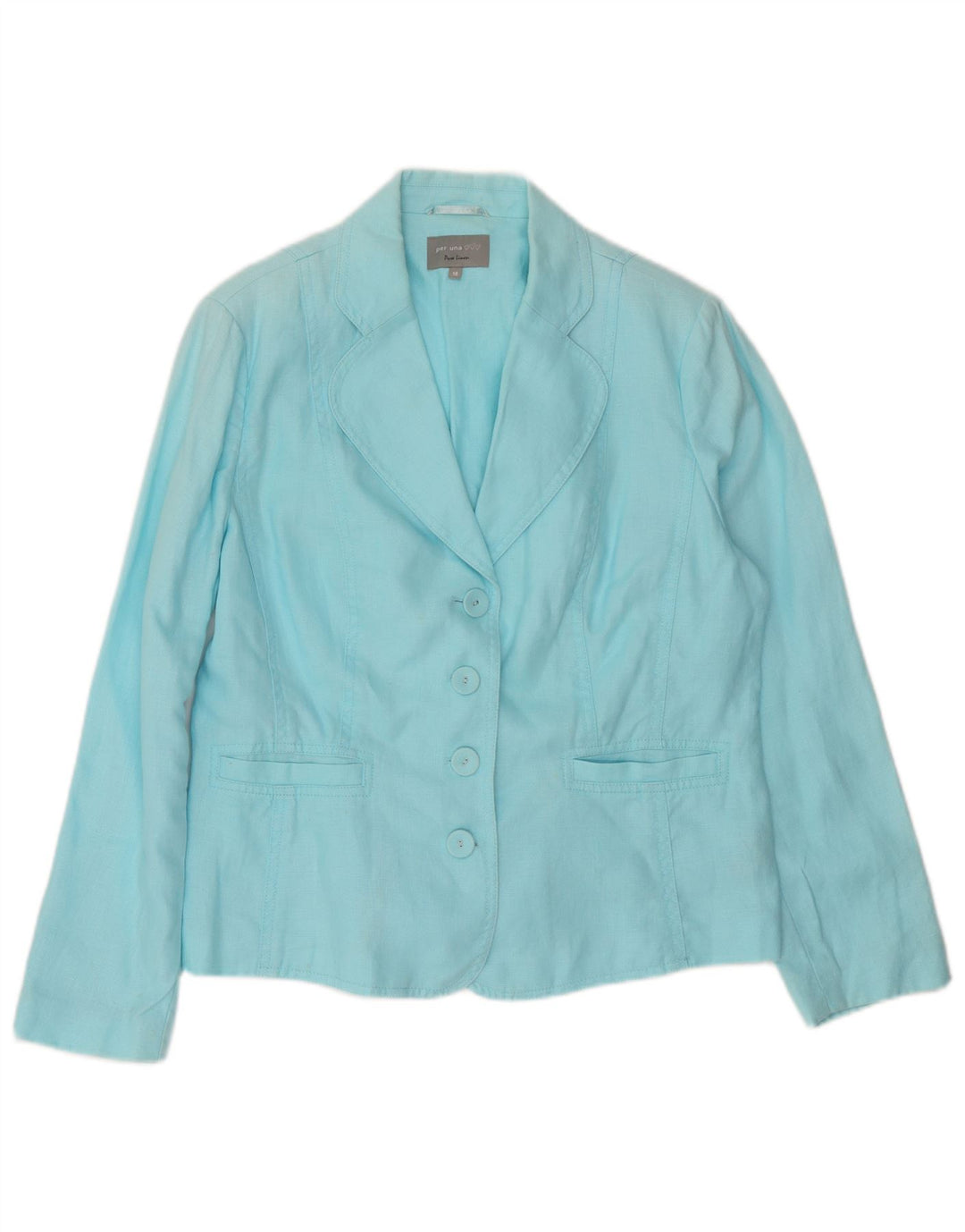 Per Una Dame 4 Button Blazer Jacket UK 18 XL Blå Linned