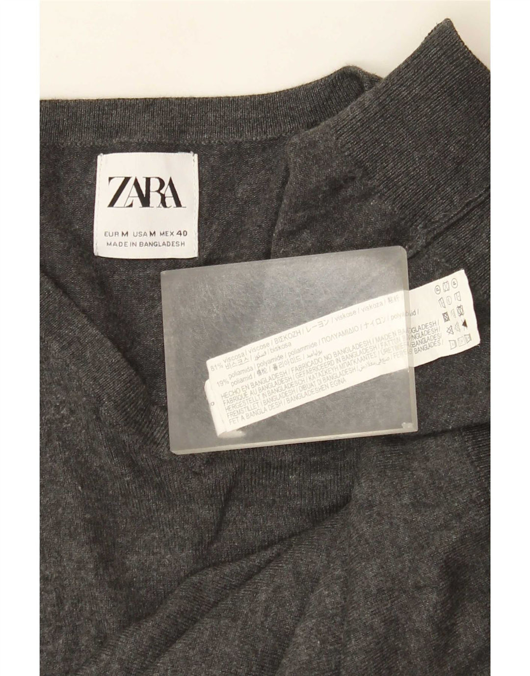 Zara Herre V-hals sweater Medium Grå Viscose
