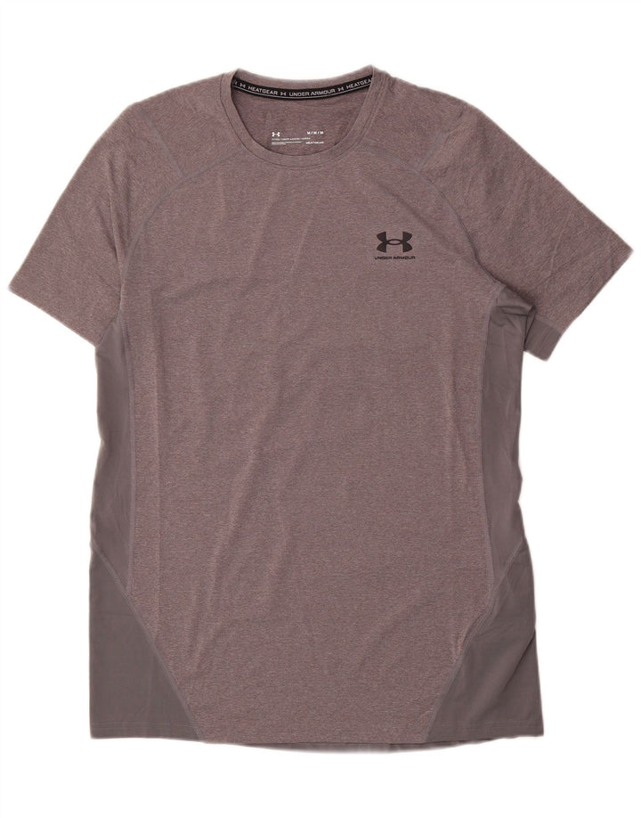 Under Armour Herre Heat Gear T-Shirt Top Medium Grey Flecked Polyester