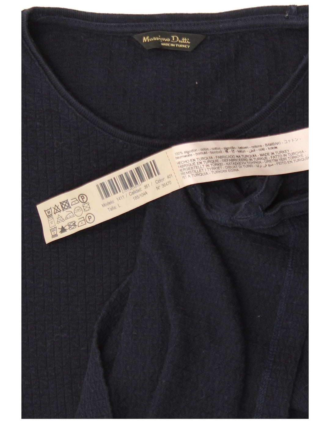 Massimo Dutti Dame T-Shirt Top UK 14 Stor Marineblå Bomuld