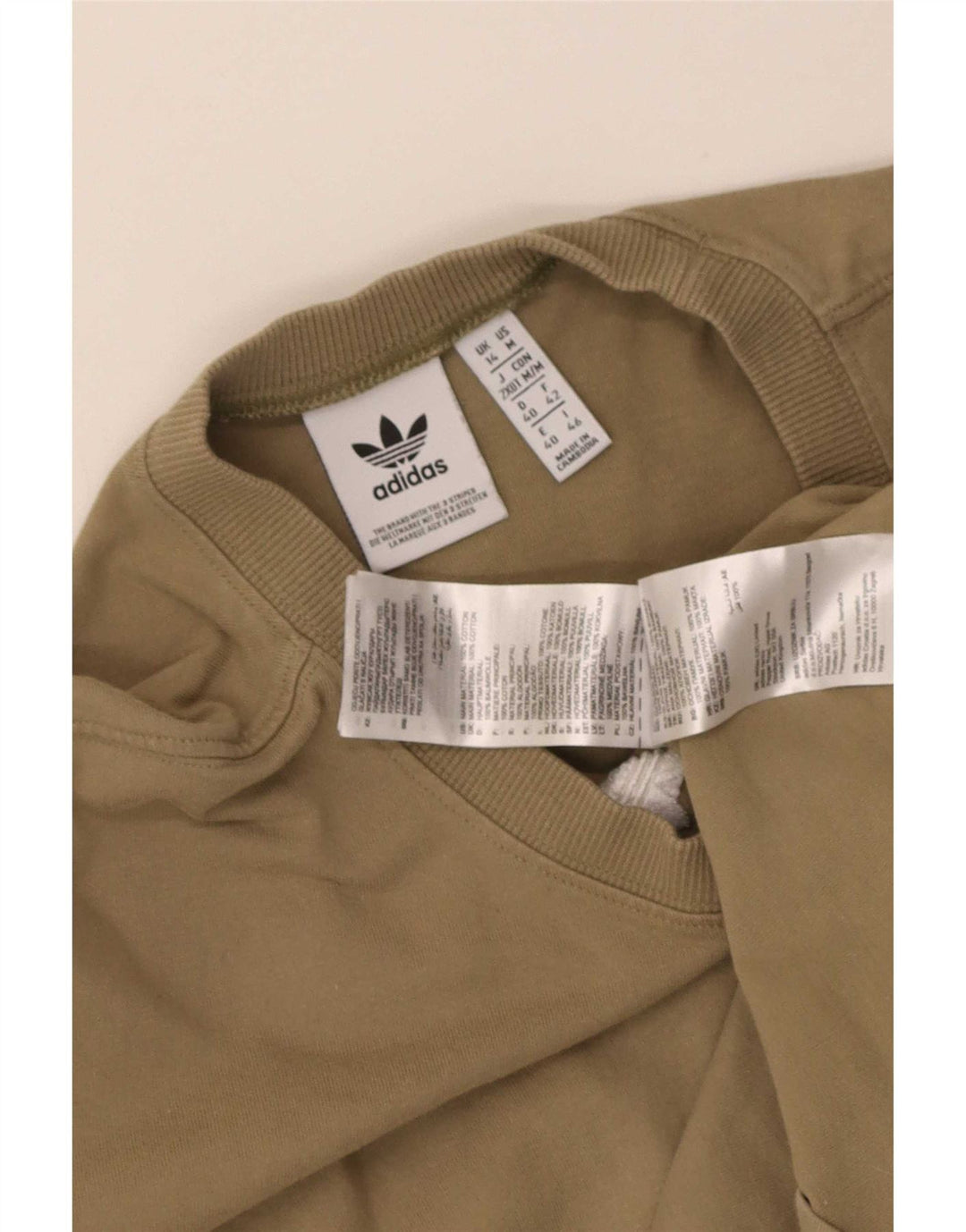 Adidas Dame T-Shirt Top UK 14 Medium Khaki Bomuld