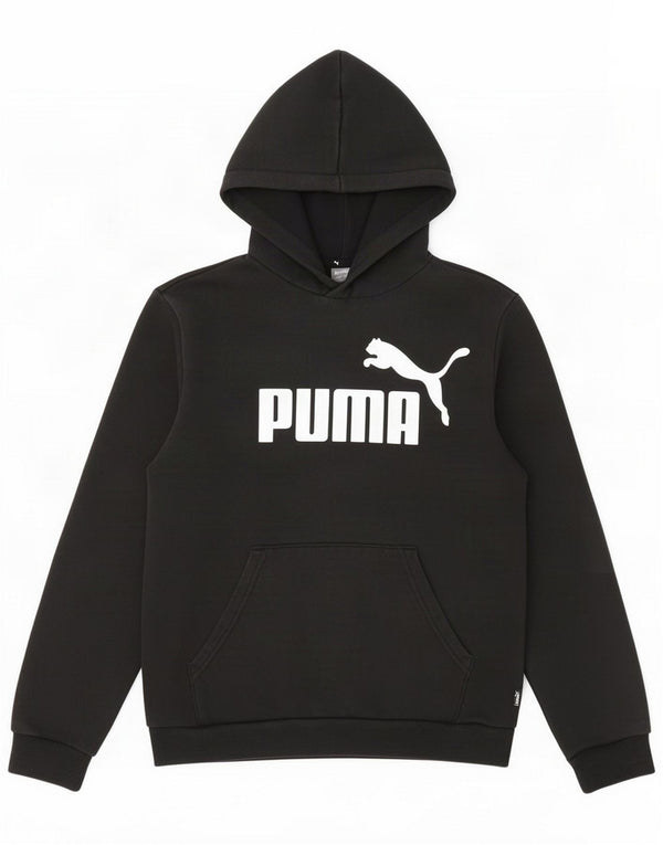 Puma Boys Graphic Hoodie Jumper 13-14 Years Black Cotton