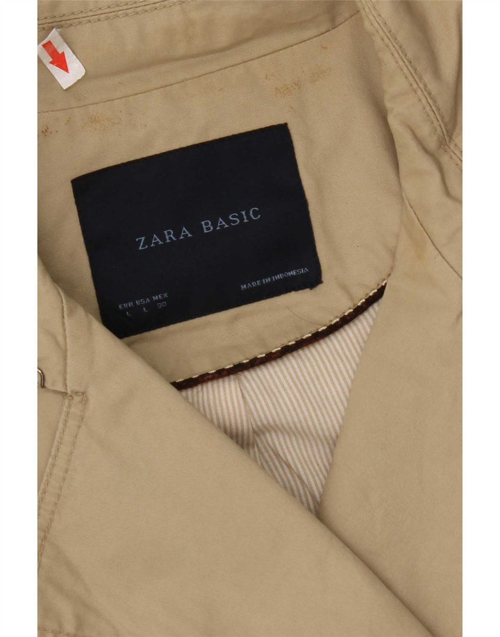 Zara Dame Trench Coat UK 16 Stor Beige Bomuld