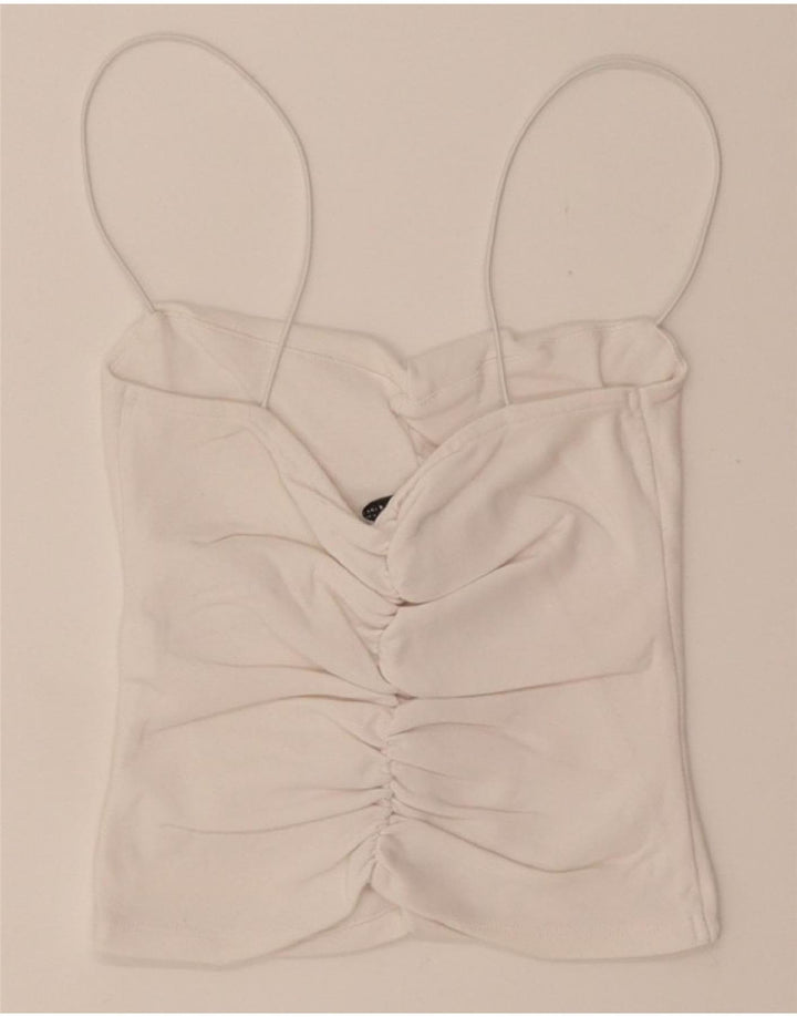 ZARA Womens Cami Top UK 8 Small White Cotton Vintage Zara and Second-Hand Zara from Messina Hembry 