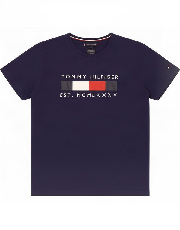 Tommy Hilfiger Herre grafisk T-shirt Top Medium Navy Blue Cotton